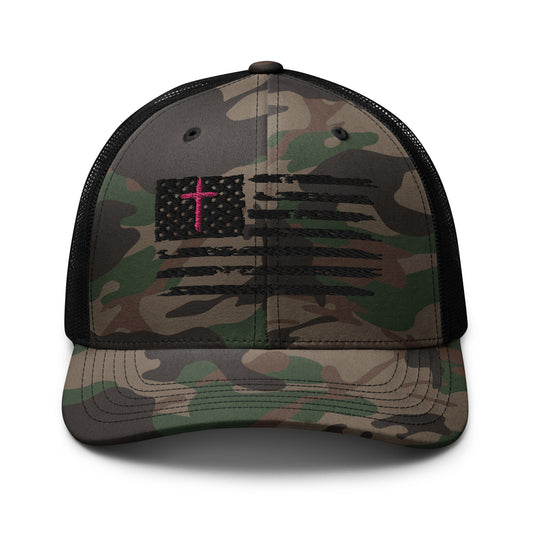 God Bless America Camouflage trucker hat