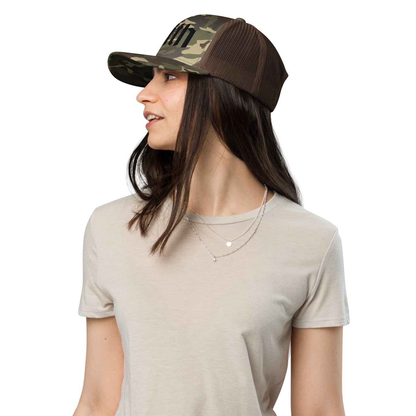 Faith Camouflage trucker hat