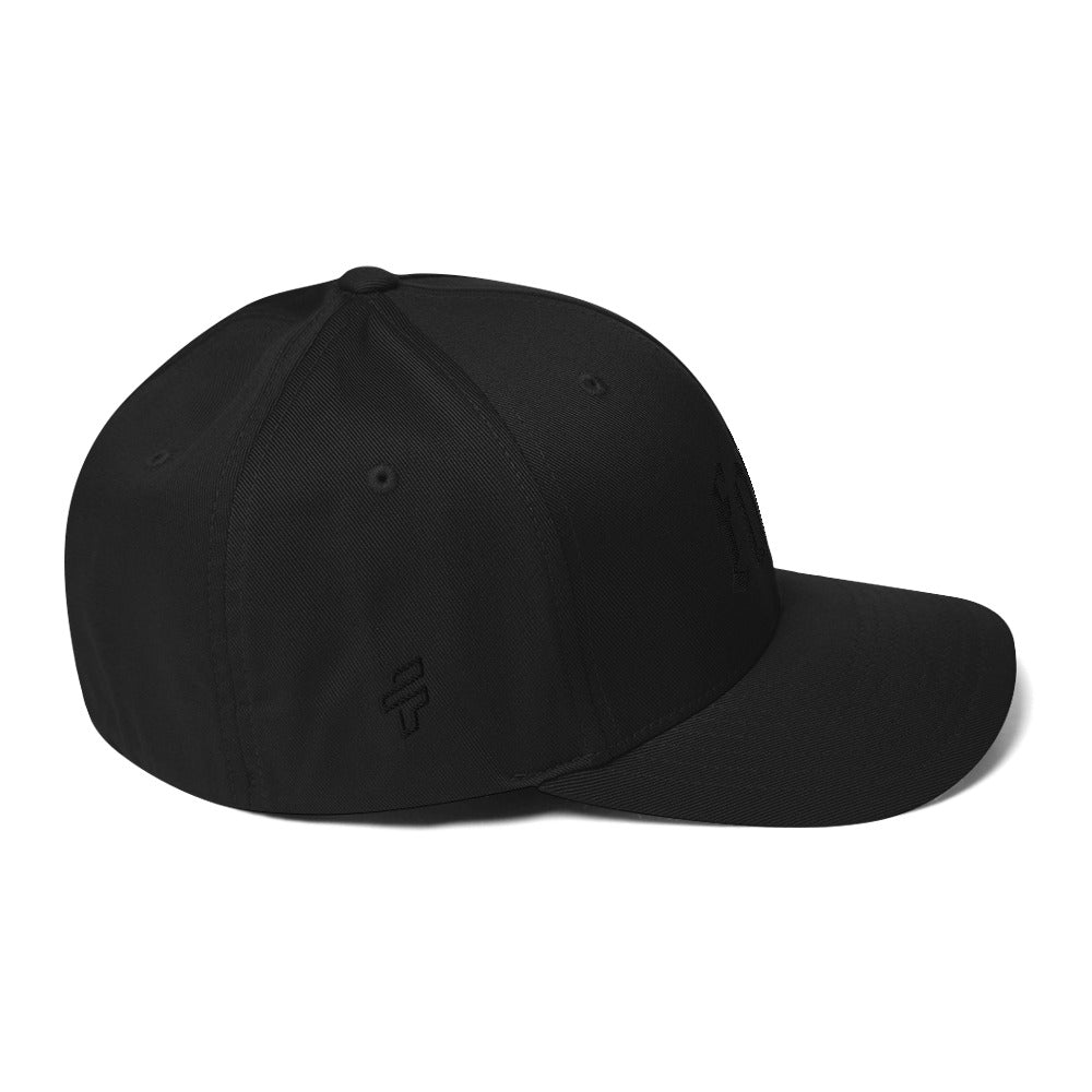 Black on Black Faith Embroidered Structured Flex Fit Hat