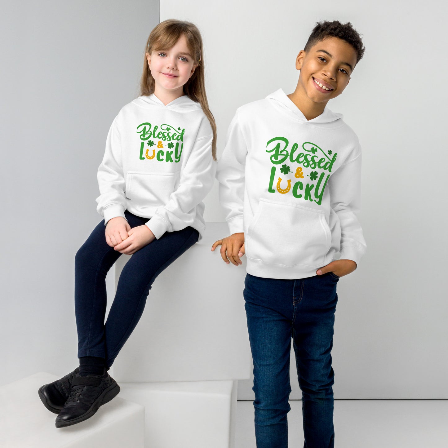Blessed & Lucky Kids fleece hoodie