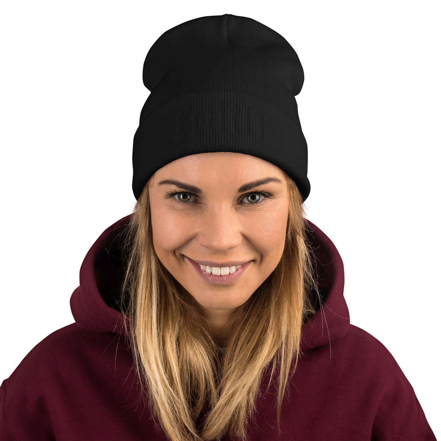 Black on Black Faith Embroidered Beanie