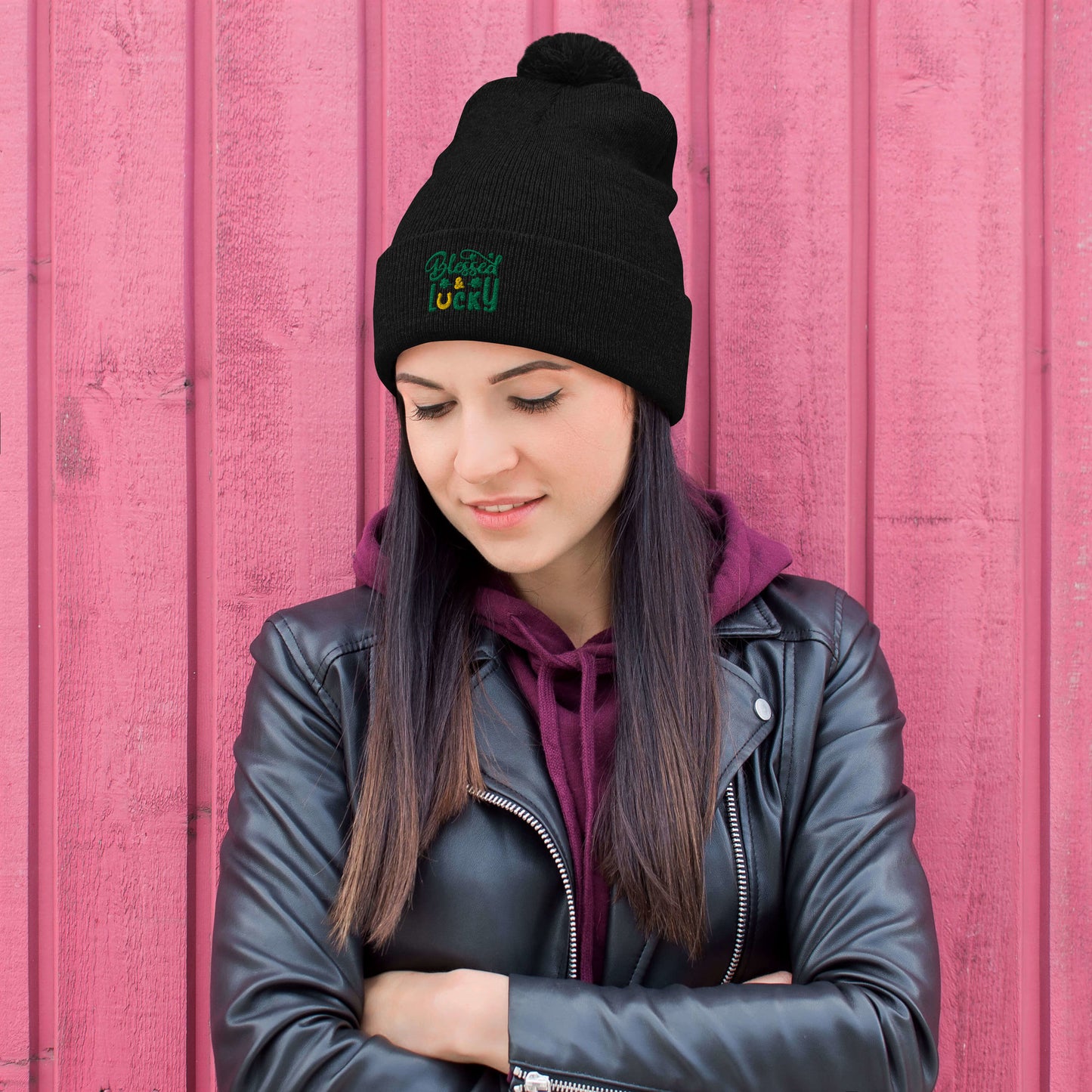 Blessed & Lucky Pom-Pom Beanie