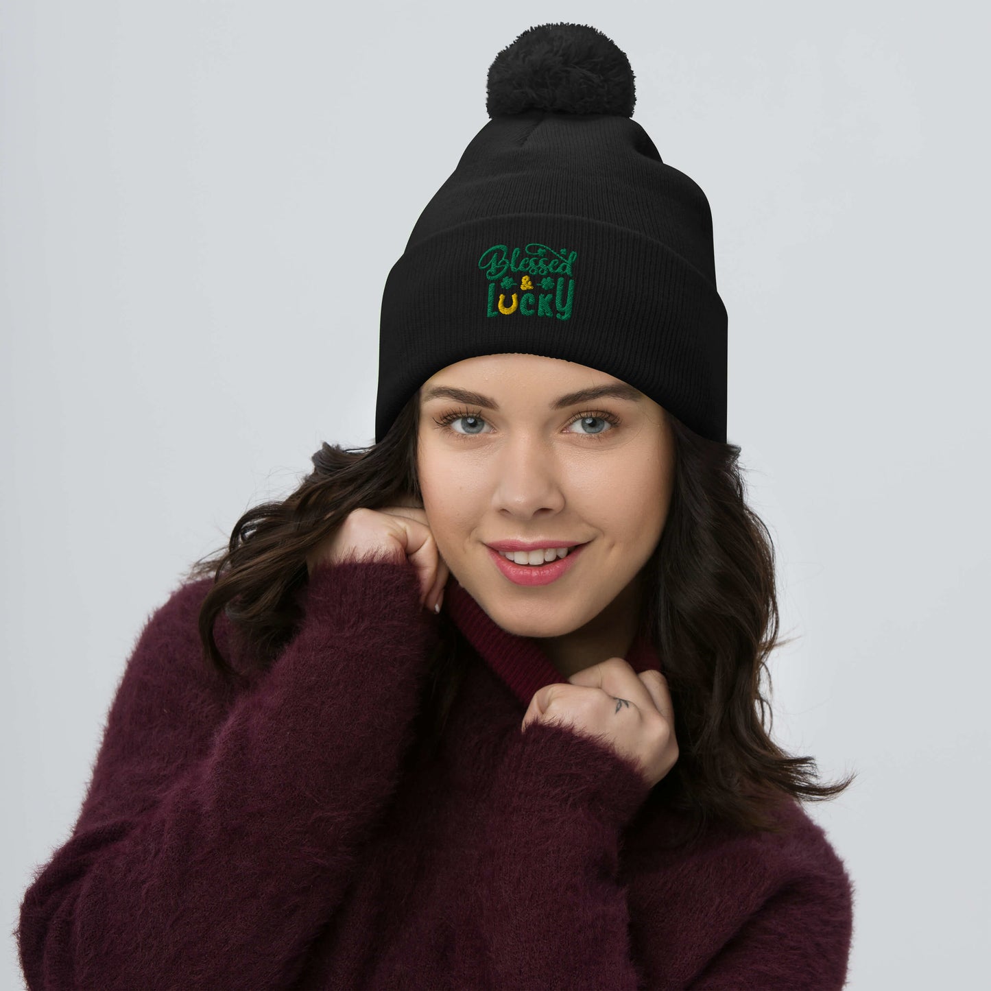 Blessed & Lucky Pom-Pom Beanie