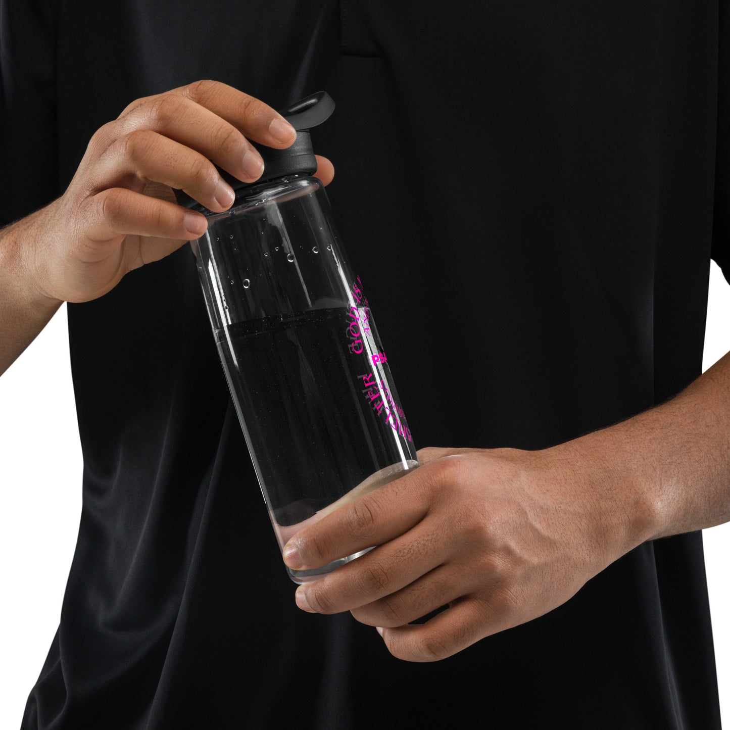 God is my refuge sports water bottle