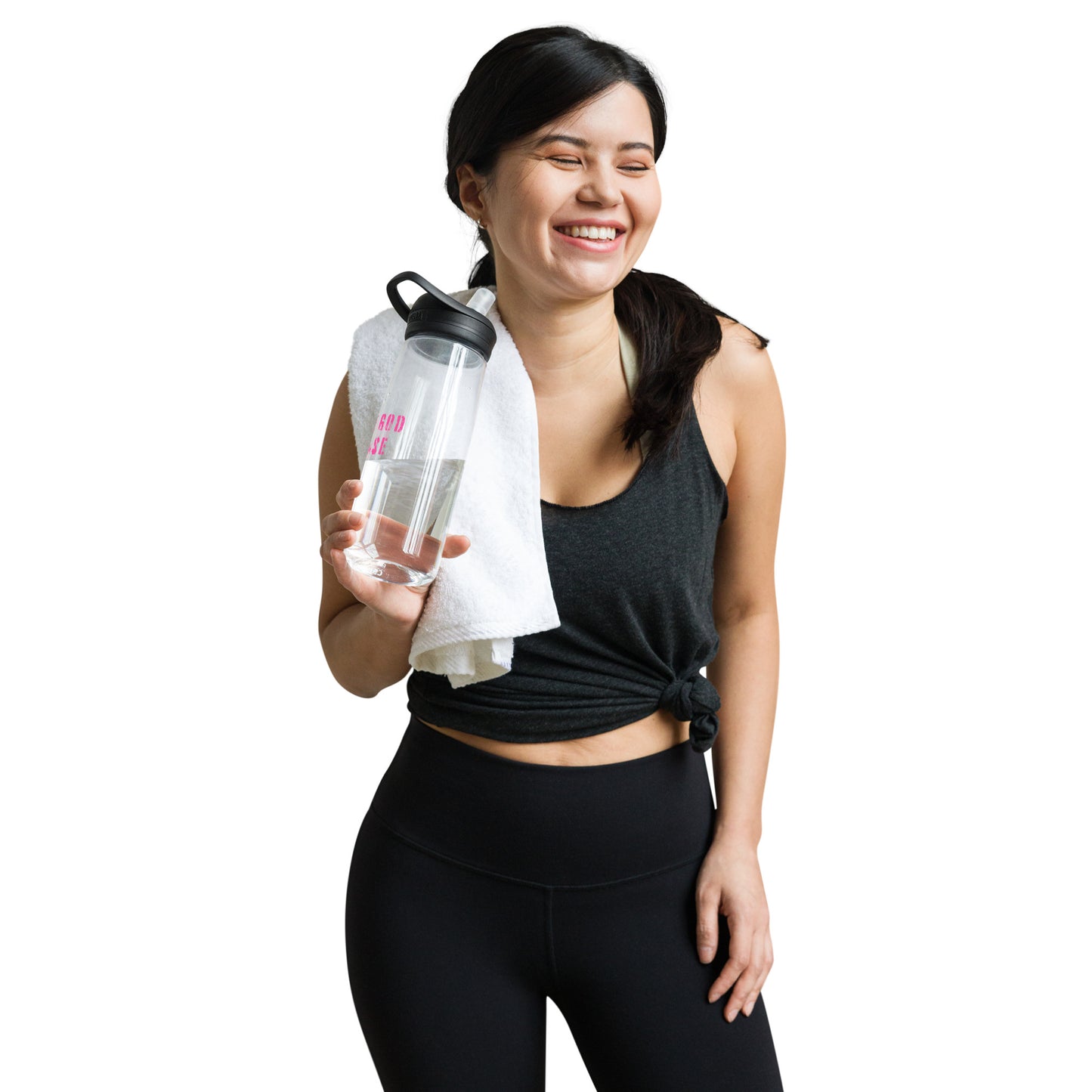More God please sports water bottle