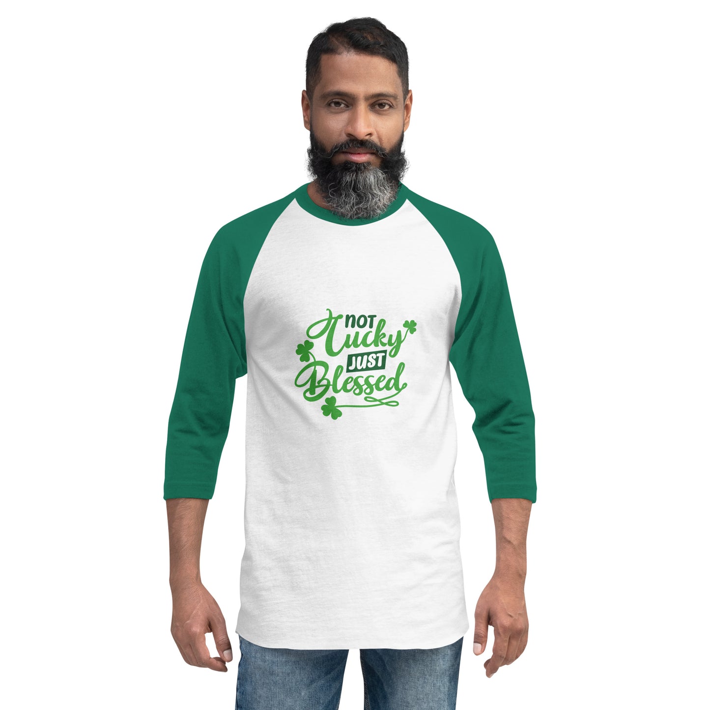 Not Lucky Just Blessed 3/4 sleeve raglan shirt