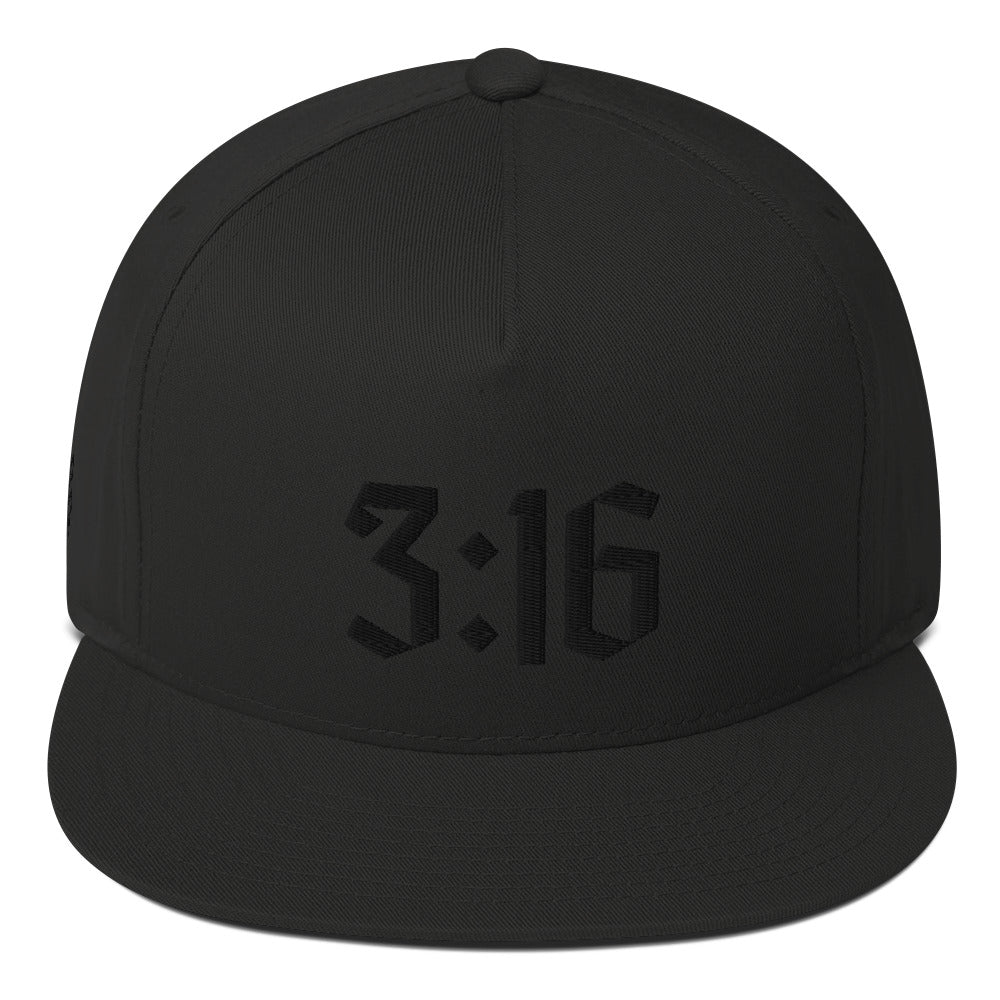 Black on Black 3:16 Snapback Hat