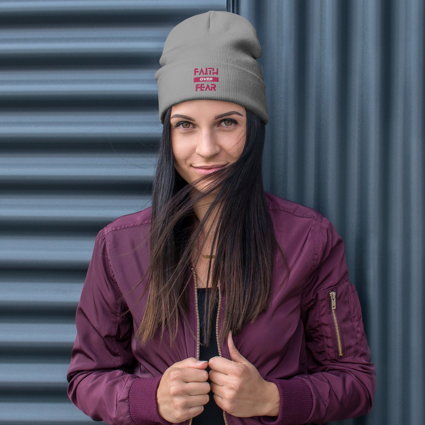 Faith over Fear Embroidered Beanie